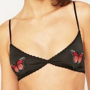 Urban Outfitters Butterfly Applique Bra Black Size S